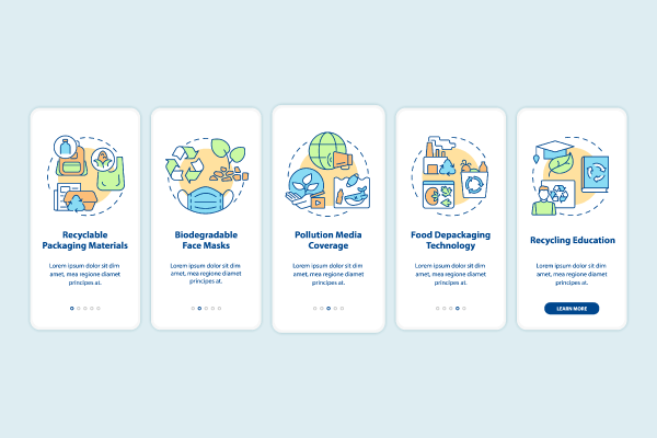 Waste Recycling Trends App Screen Bundle