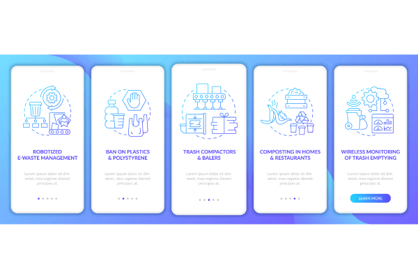Waste Recycling Trends App Screen Bundle