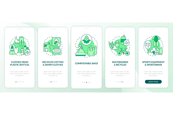 Waste Recycling Trends App Screen Bundle
