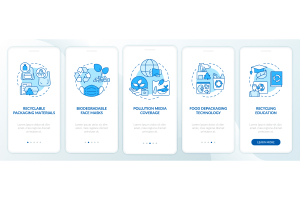 Waste Recycling Trends App Screen Bundle
