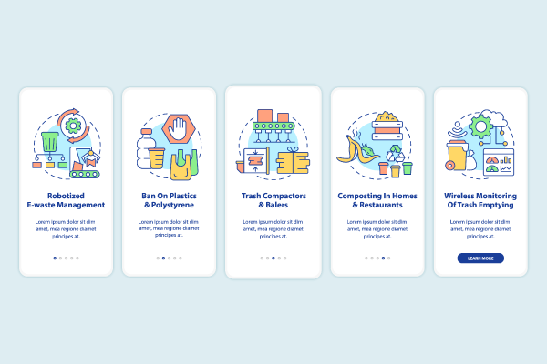 Waste Recycling Trends App Screen Bundle
