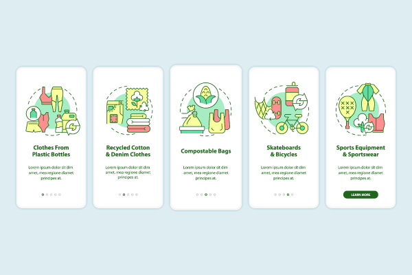 Waste Recycling Trends App Screen Bundle