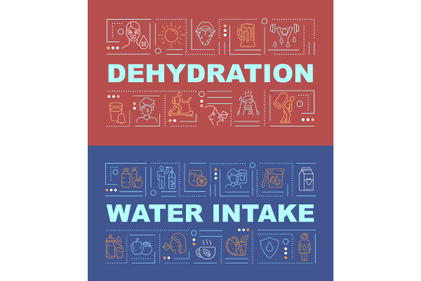 Water consumption word concepts banners bundle