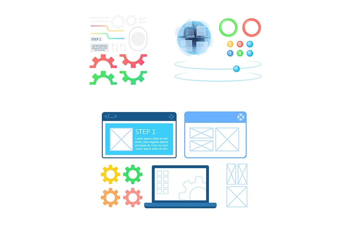 Website development infographic set