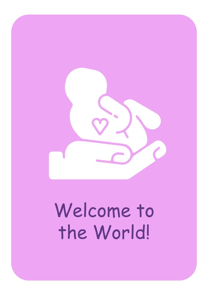 Welcome newborn in family greeting cards with glyph icon element set