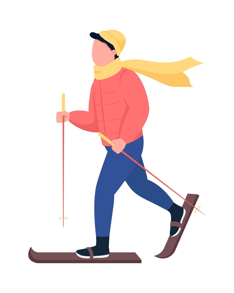 Winter activity color vector characters bundle