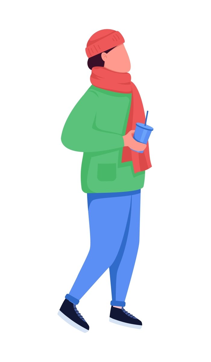 Winter activity color vector characters bundle