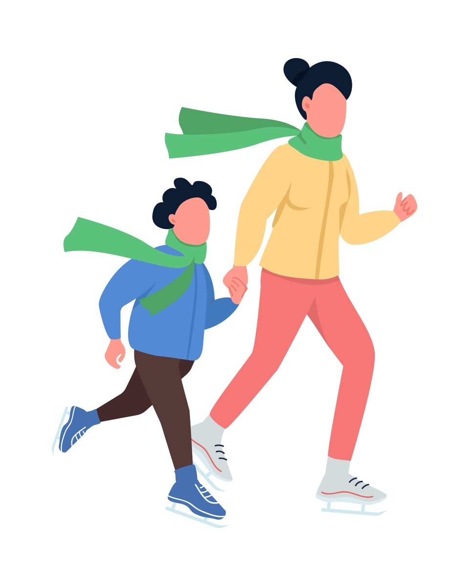 Winter activity color vector characters bundle