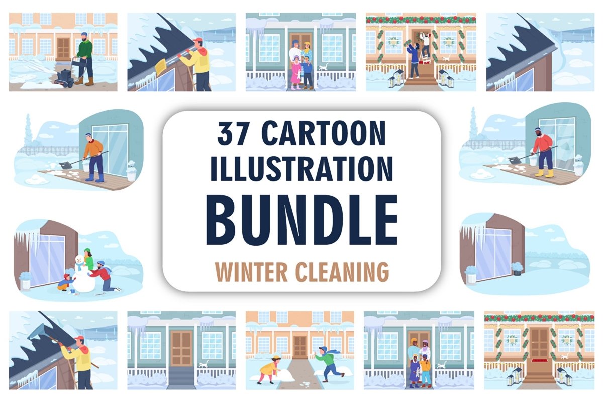 Winter cleaning illustration bundle