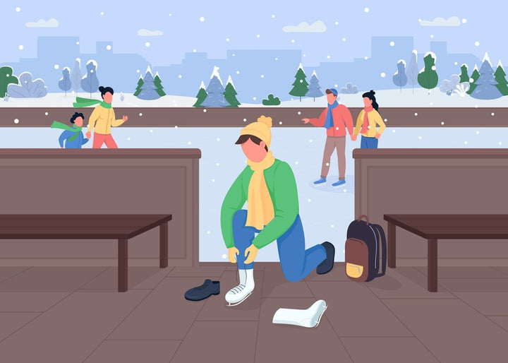 Winter fun flat color vector illustration bundle