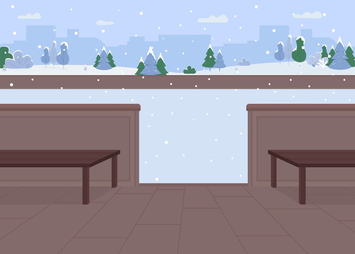 Winter fun flat color vector illustration bundle