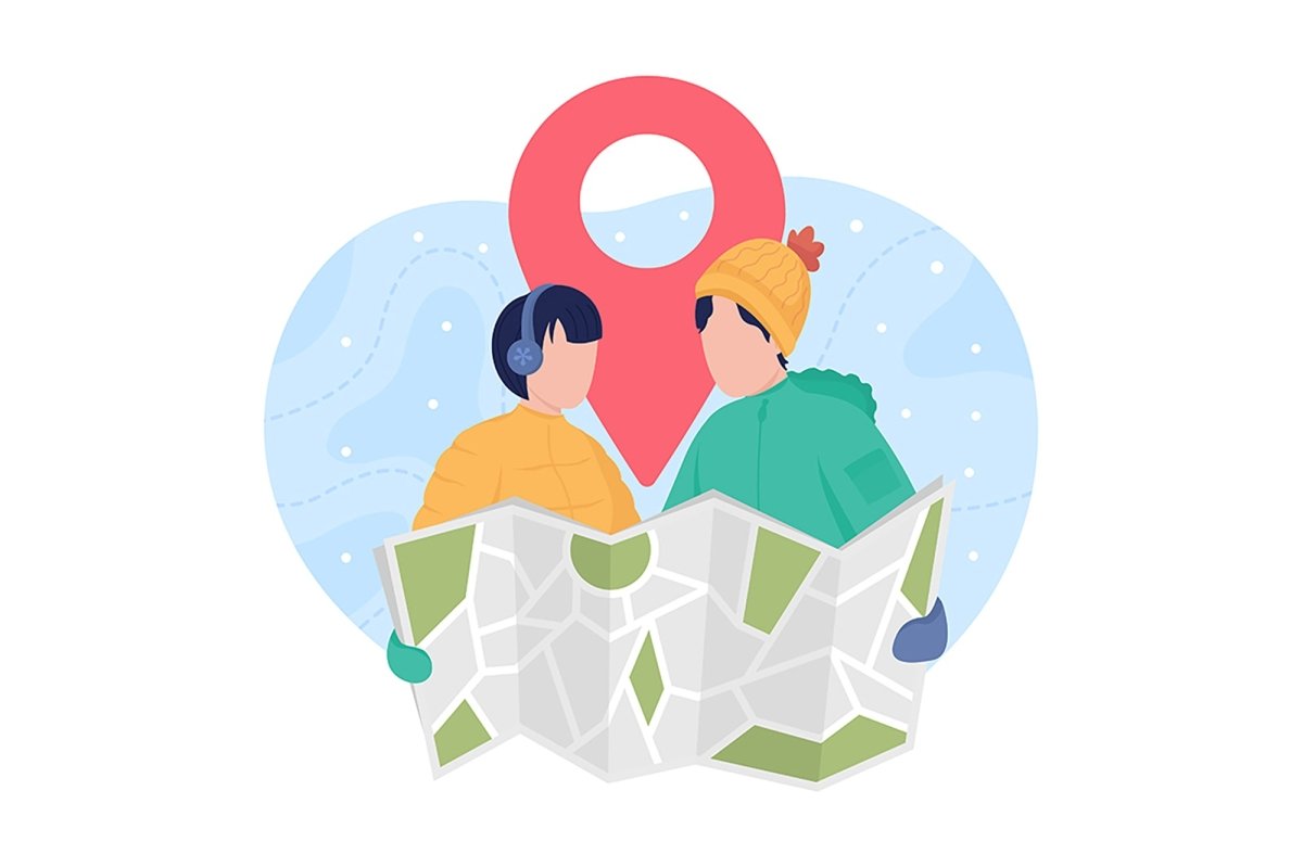 Winter hiking vector isolated illustration set