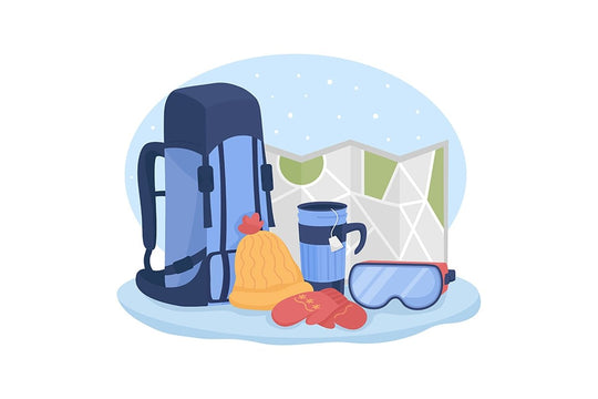 Winter hiking vector isolated illustration set