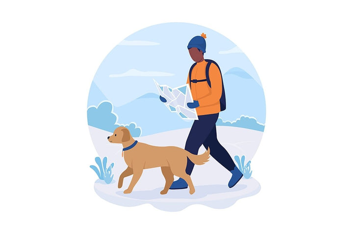 Winter hiking vector isolated illustration set
