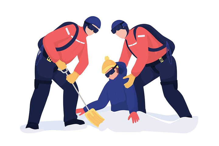 Winter rescuing semi flat color vector characters