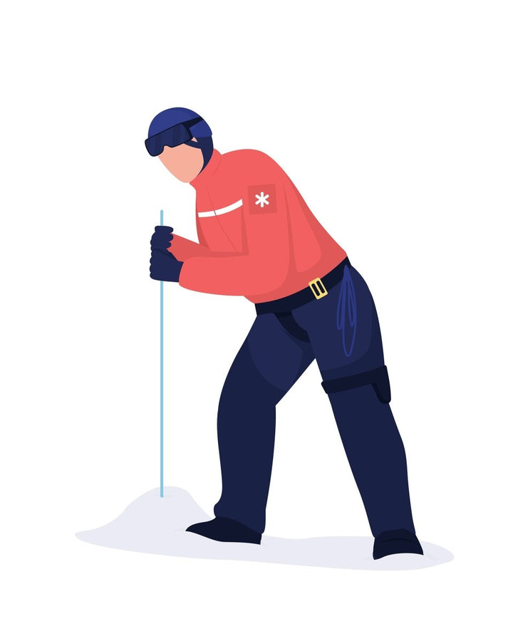 Winter rescuing semi flat color vector characters