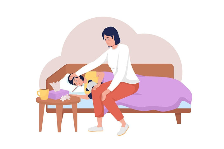 Winter sickness 2D vector isolated illustration set