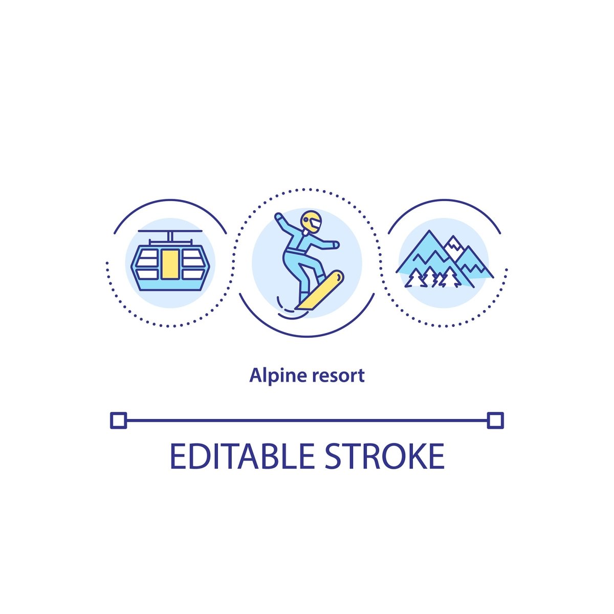 Winter vacation concept icons set