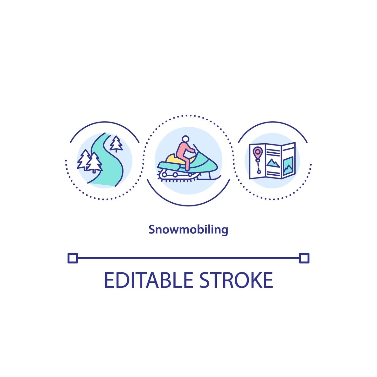 Winter vacation concept icons set