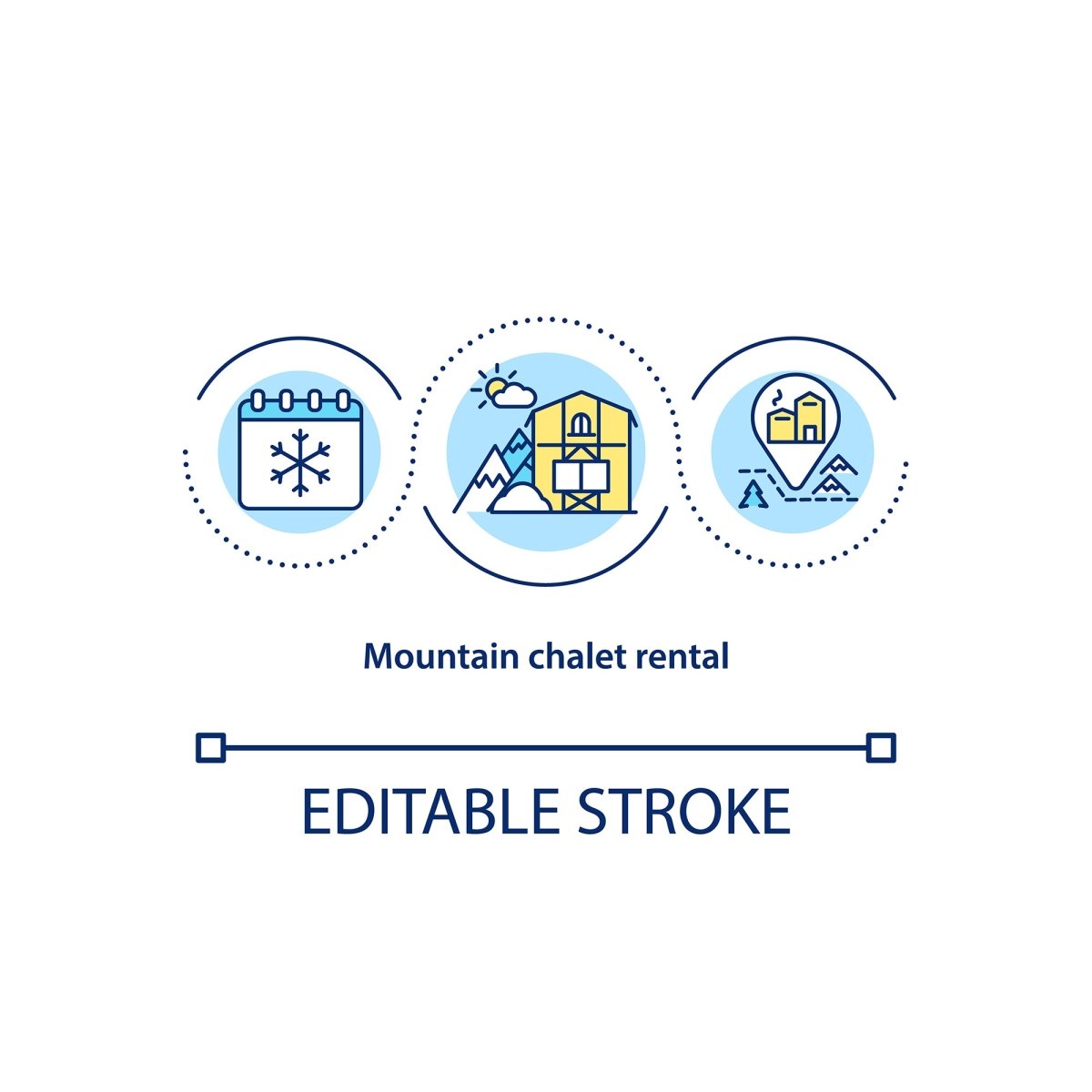 Winter vacation concept icons set
