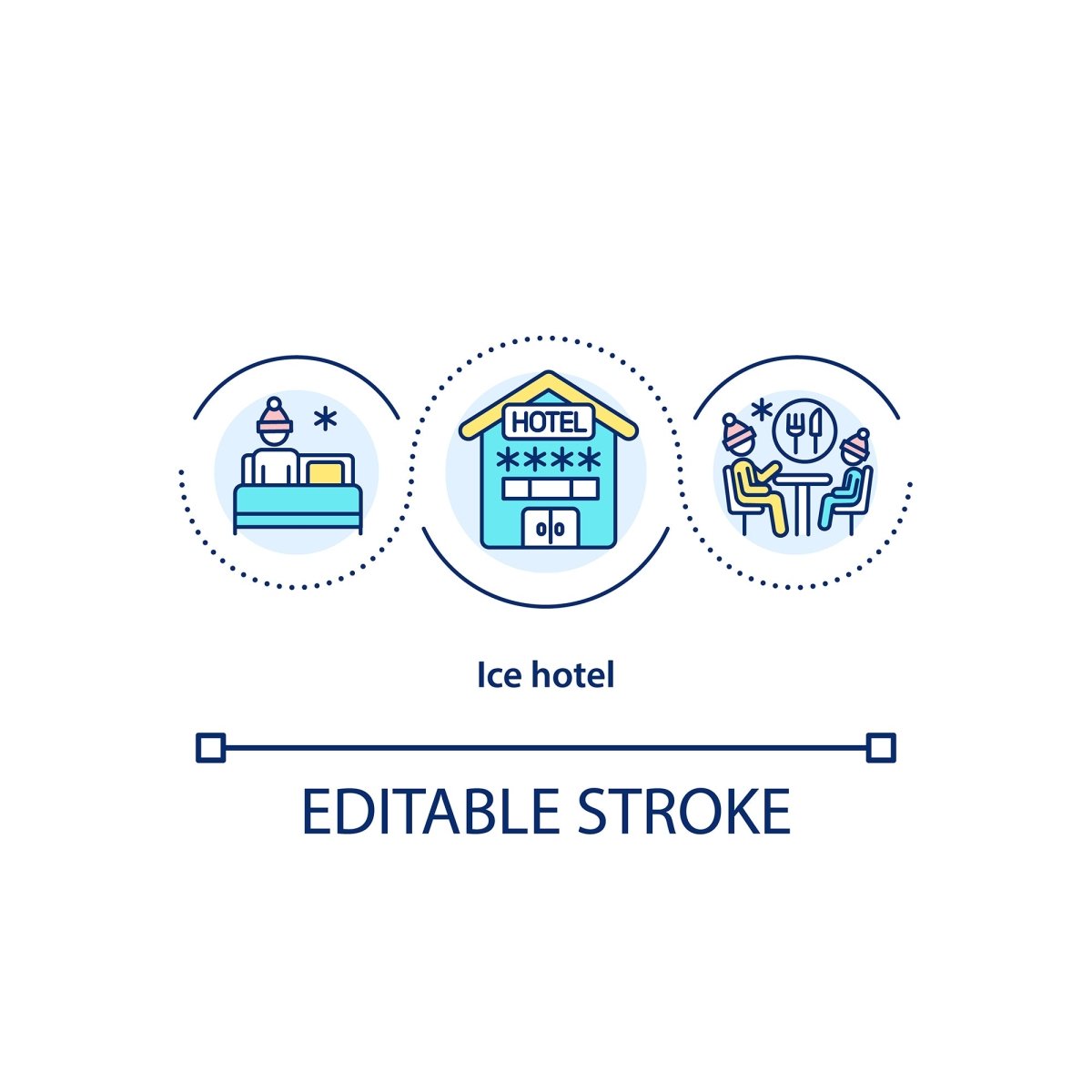 Winter vacation concept icons set