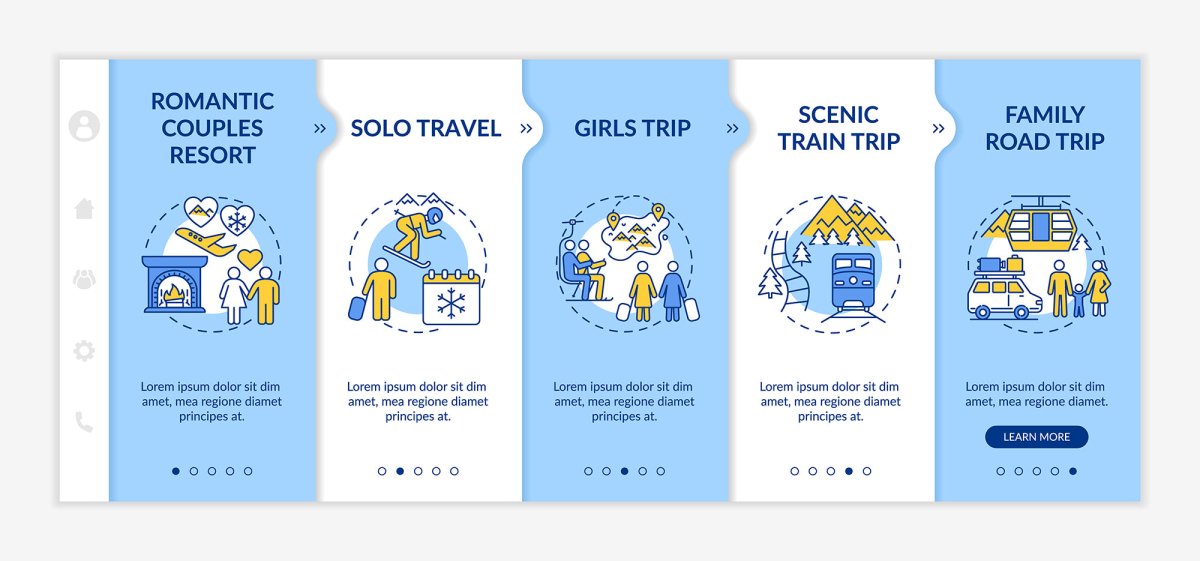 Winter vacation onboarding vector template set