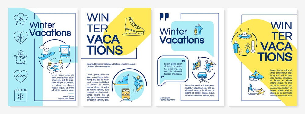 Winter vacations brochure template set