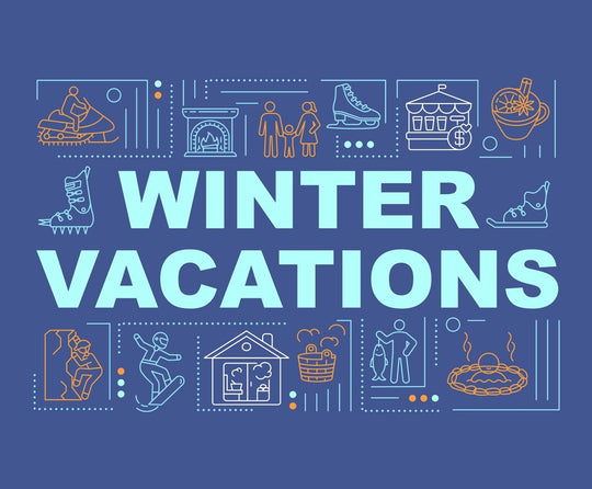 Winter vacations word concept banner set