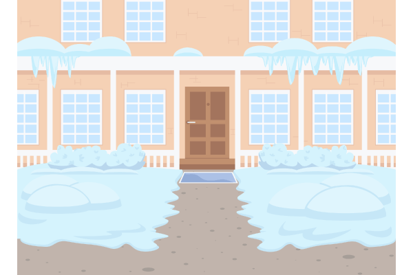 Wintertime Suburban Home Illustrations