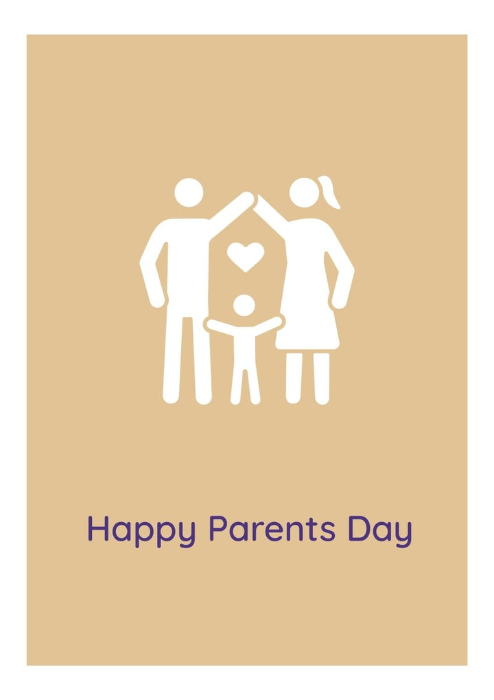 Wishing happy parents day greeting cards with glyph icon element set