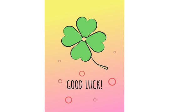 Wishing luck greeting card with color icon element set