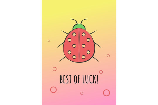 Wishing luck greeting card with color icon element set