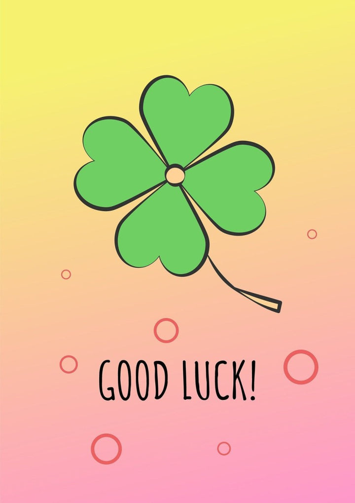 Wishing luck greeting card with color icon element set