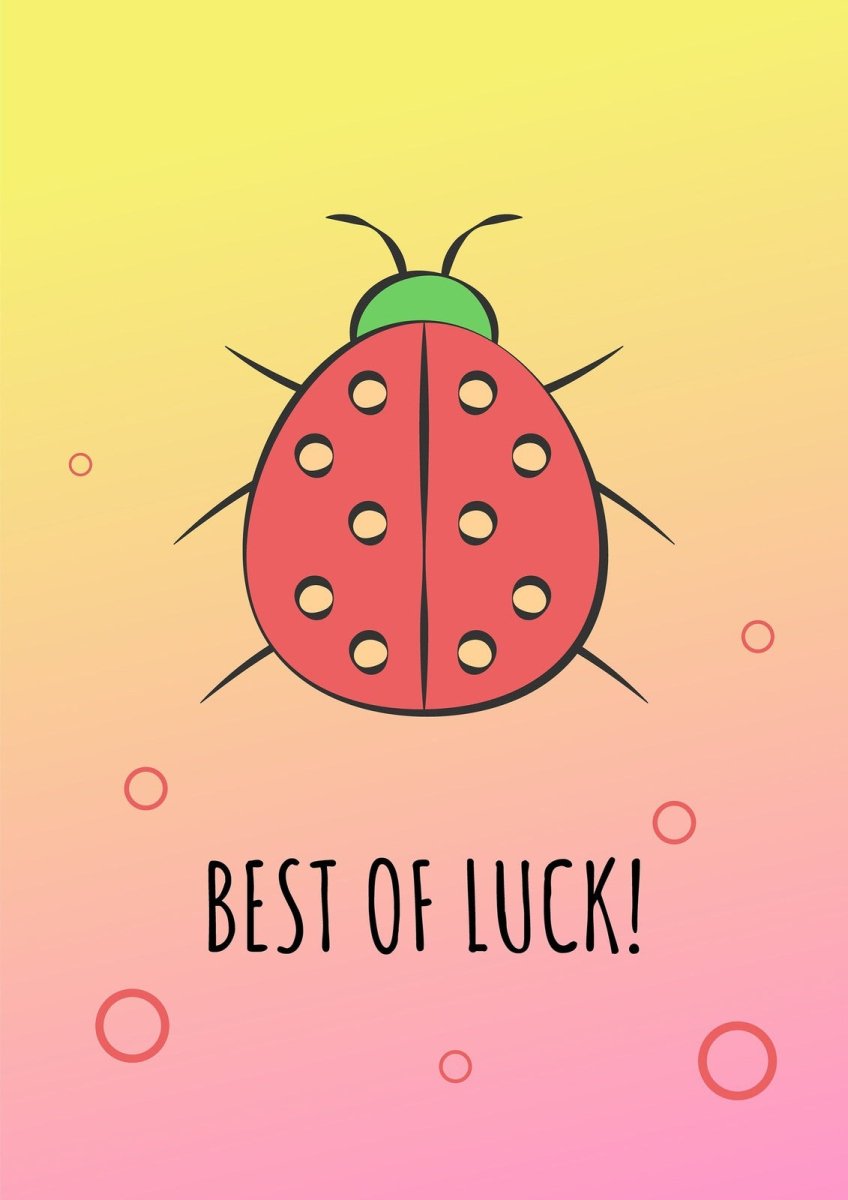 Wishing luck greeting card with color icon element set
