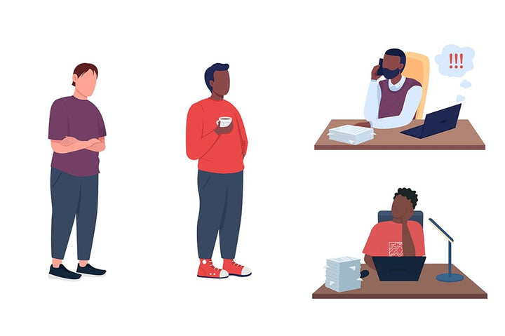 Work character semi flat color vector illustration set