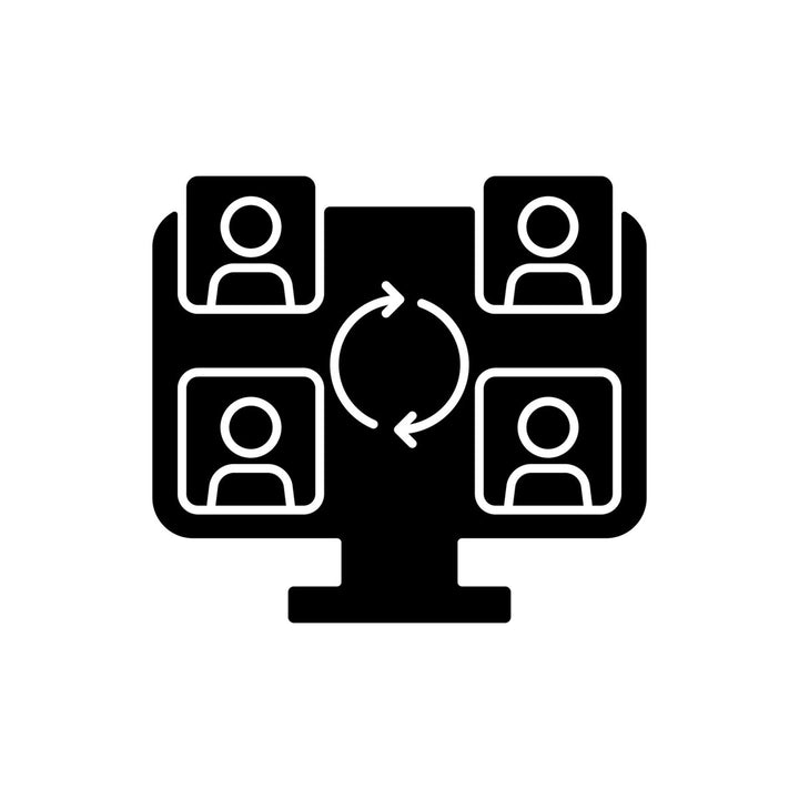 Work monitoring black glyph icons set on white space