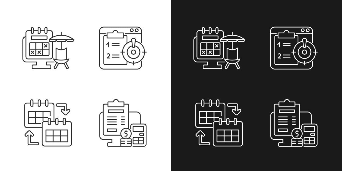 Work monitoring linear icons set for dark and light mode