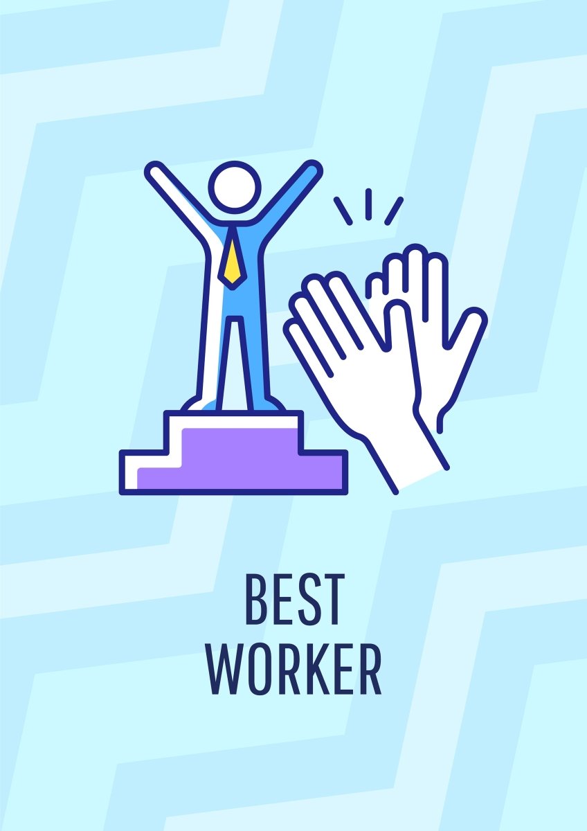 Workers appreciation day celebration greeting card with color icon element set