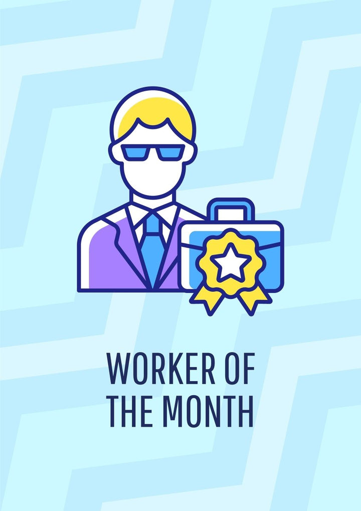 Workers appreciation day celebration greeting card with color icon element set