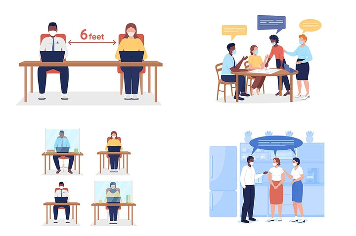 Working employee semi flat color vector character set