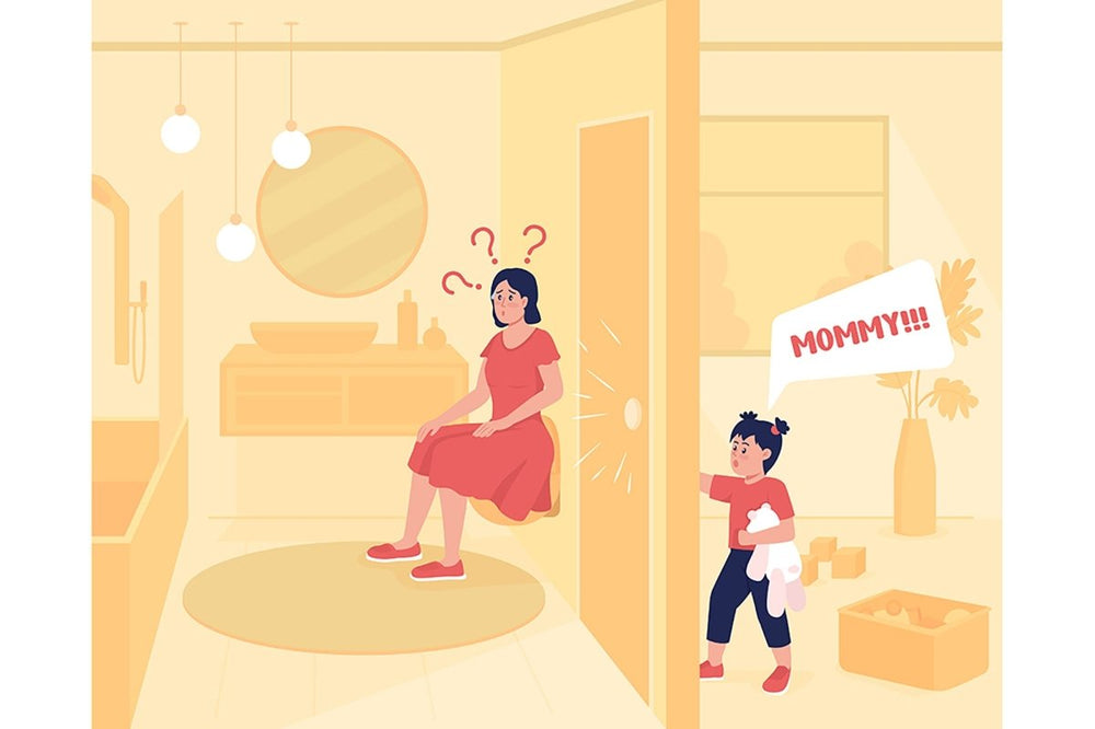 Working mom stress flat color vector illustration set