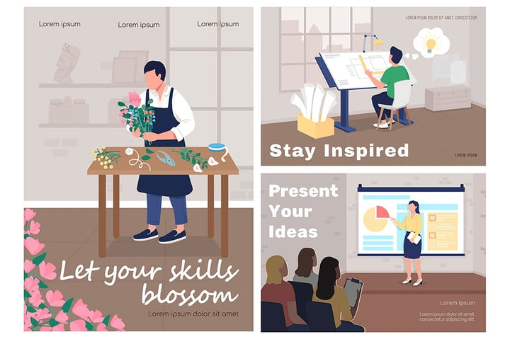 Workshop poster flat vector templates