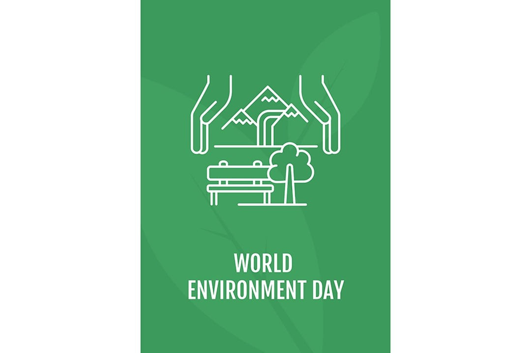 World environment day postcard with linear glyph icon set