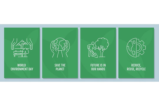 World environment day postcard with linear glyph icon set