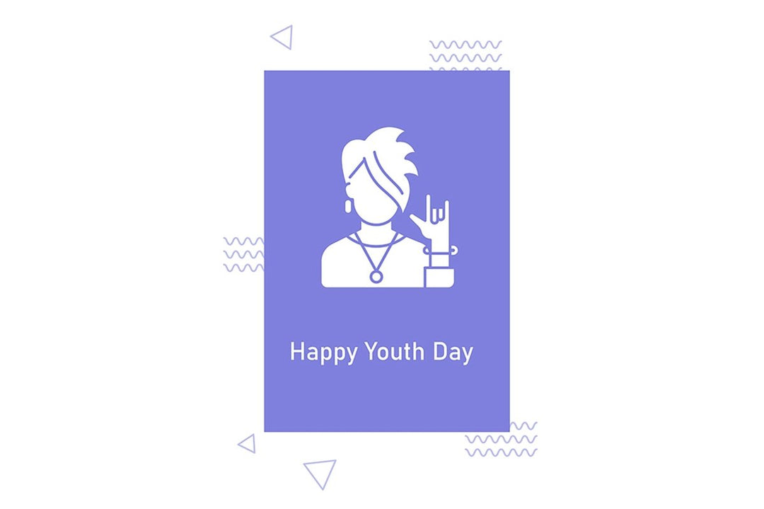 World youth day celebration greeting cards with glyph icon element set
