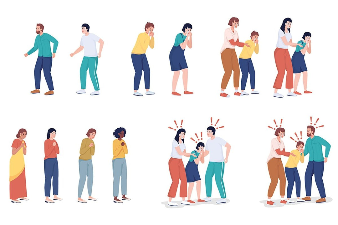 Worried people flat color vector characters set
